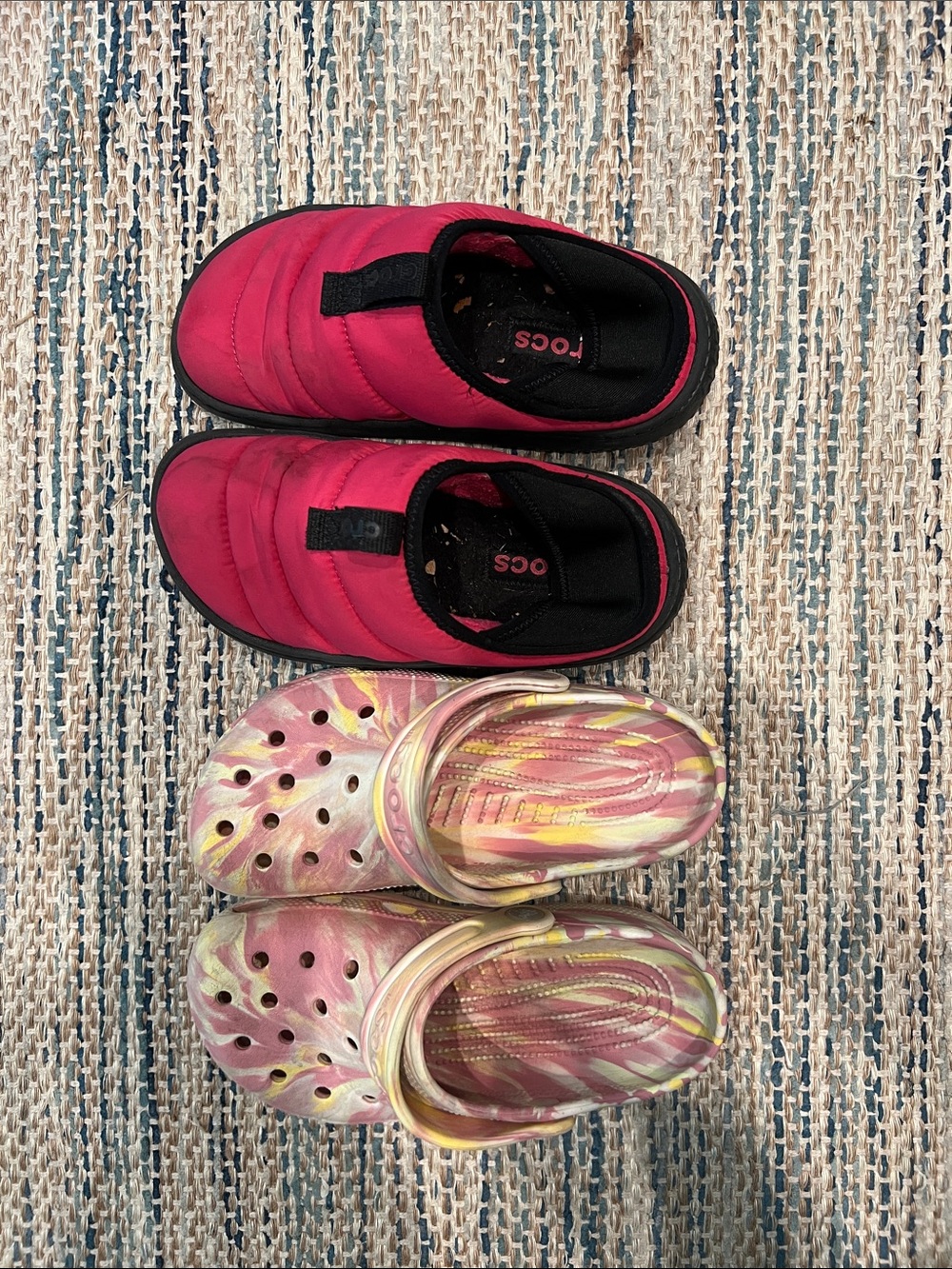 CROCS Kids Pink Quilted Slip-On and Tie-Dye Clog Set of 2 Size 1